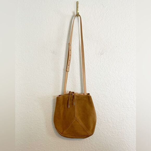 Ecco purse in brown suede Leather Crossbody hobo bucket Bag - Picture 8 of 11